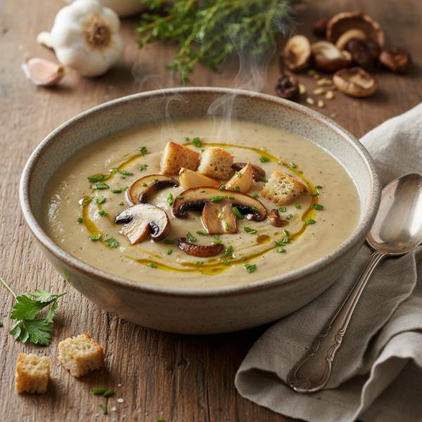 Velvety Garlic and Mushroom Soup recipe