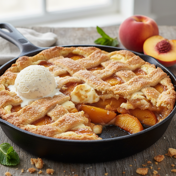 Velvety Peach Cobbler with Cream Cheese Crust recipe