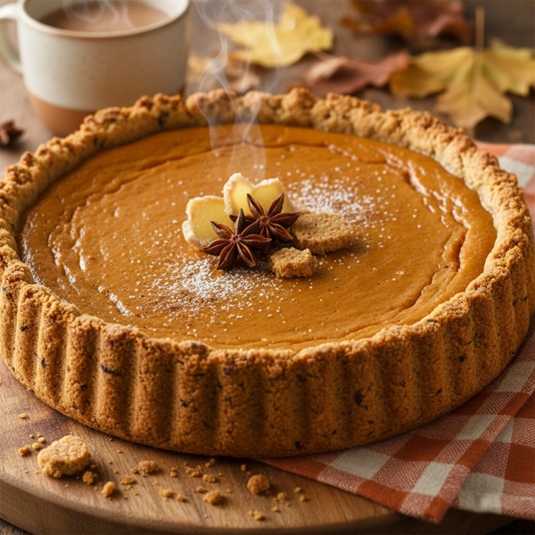 Velvety Pumpkin Tart with Spiced Gingersnap Crust recipe