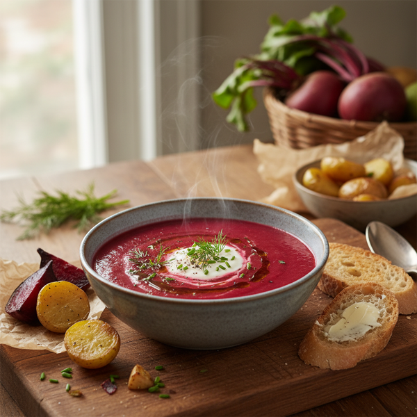 Velvety Roasted Beet & Potato Soup recipe
