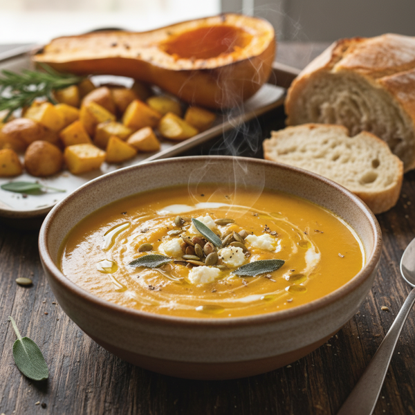 Velvety Roasted Butternut Squash and Potato Soup recipe