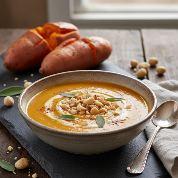 Velvety Roasted Sweet Potato & Macadamia Soup recipe