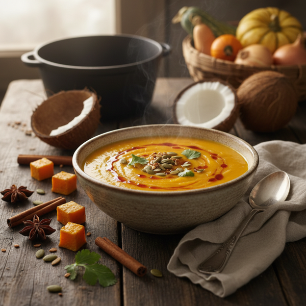 Velvety Spiced Butternut Squash Coconut Soup recipe