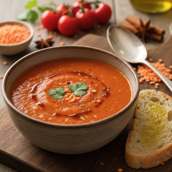 Velvety Spiced Tomato and Lentil Soup recipe
