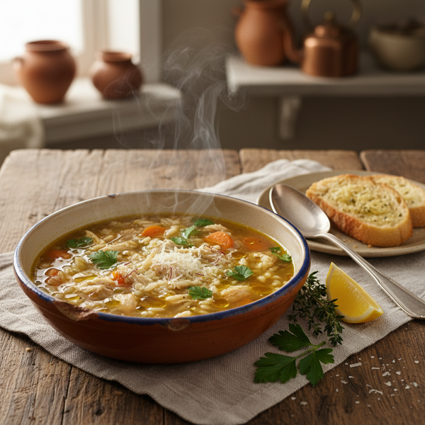 Venetian Comfort Chicken and Rice Broth recipe