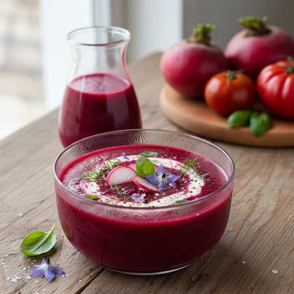 Vibrant Beet and Tomato Chilled Soup recipe