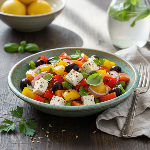 Vibrant Bell Pepper Salad with Feta and Kalamata Olives recipe