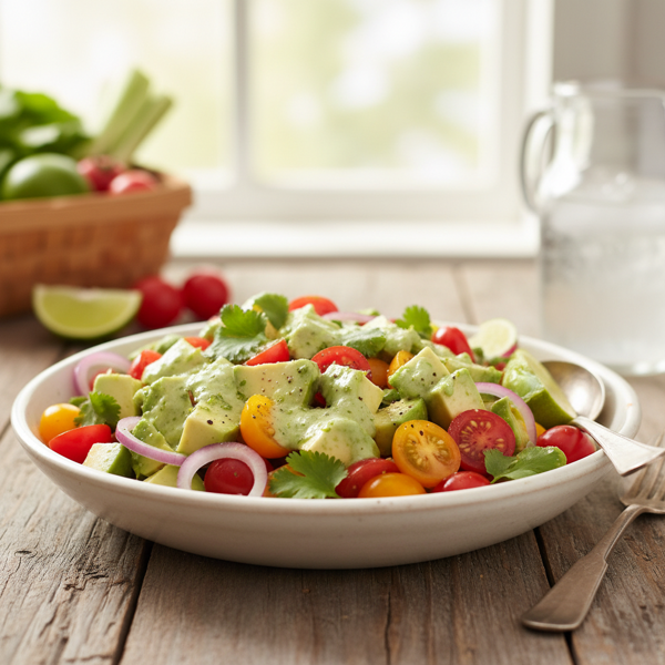 Vibrant Cherry Tomato Avocado Salad with Cilantro-Lime Dressing recipe