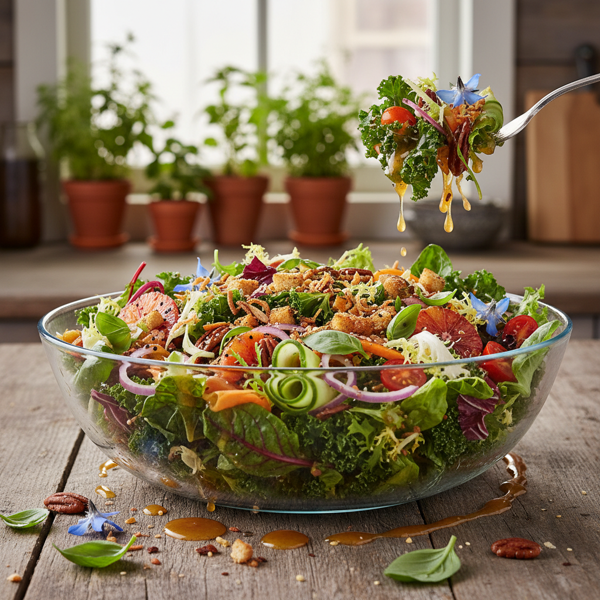 Vibrant Crunchy Salad with Sweet Vinaigrette recipe
