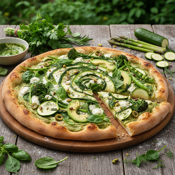 Vibrant Green Goddess Garden Pizza recipe