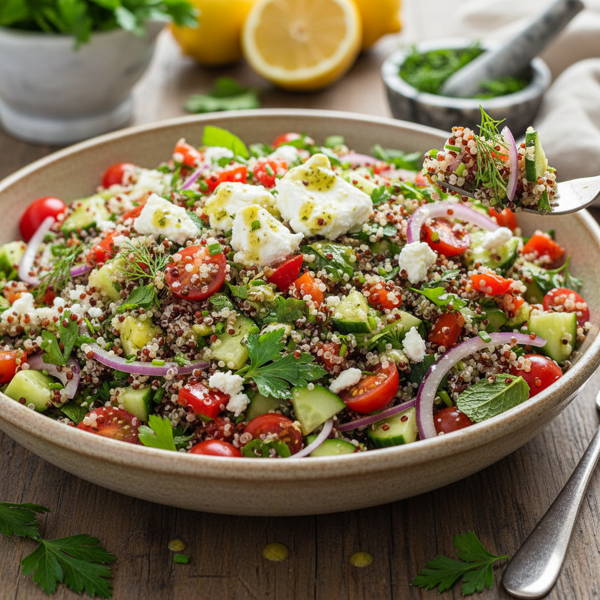 Vibrant Herbed Quinoa Salad with Goat Cheese recipe