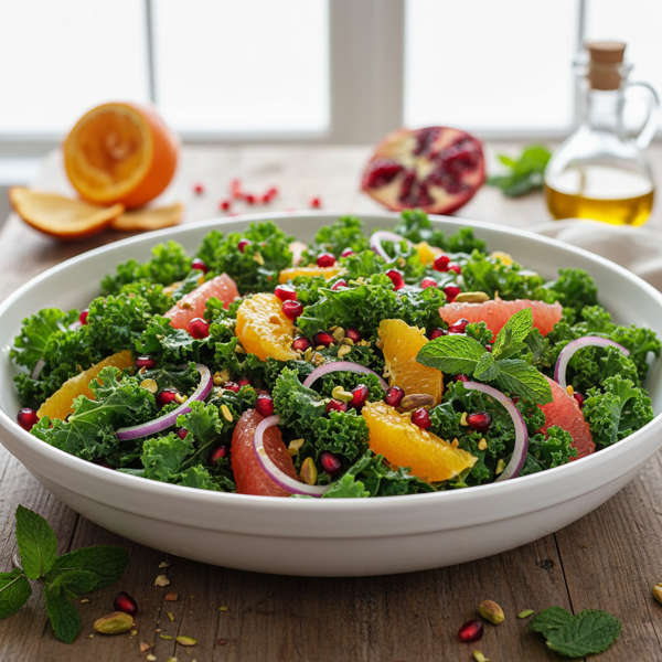 Vibrant Kale Salad with Citrus and Pomegranate recipe