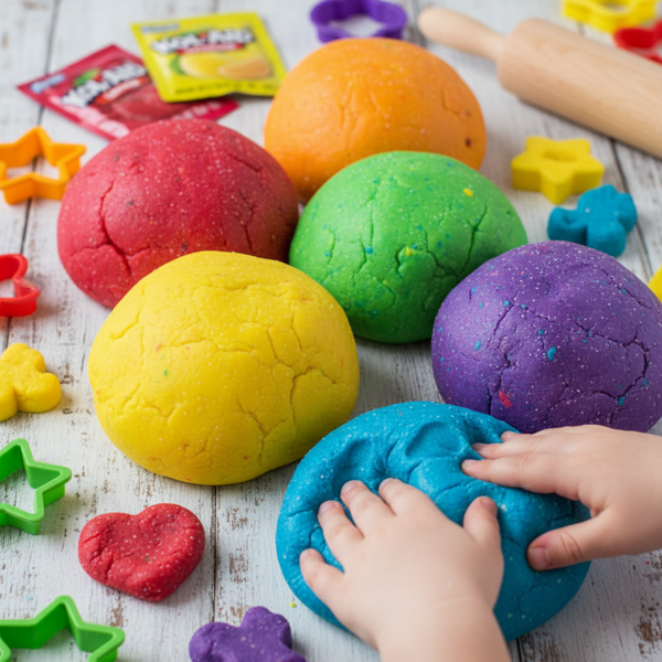 Vibrant Kool-Aid Play Dough recipe