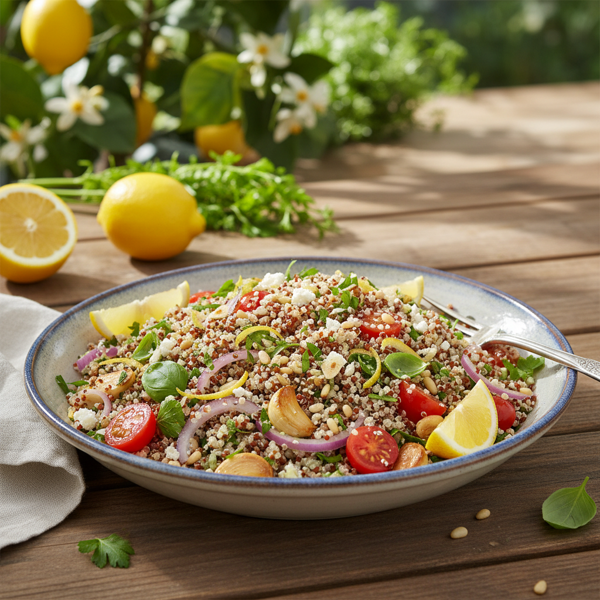 Vibrant Lemon Garlic Quinoa Salad recipe