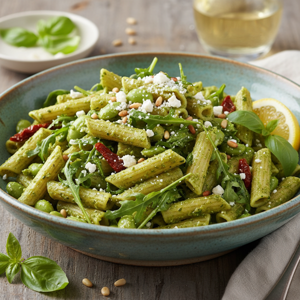 Vibrant Lima Bean & Arugula Pesto Pasta recipe