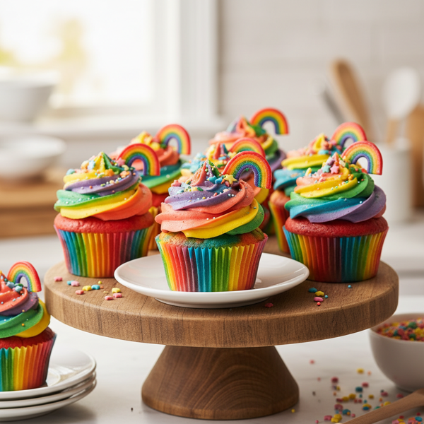 Vibrant Rainbow Delight Cupcakes recipe