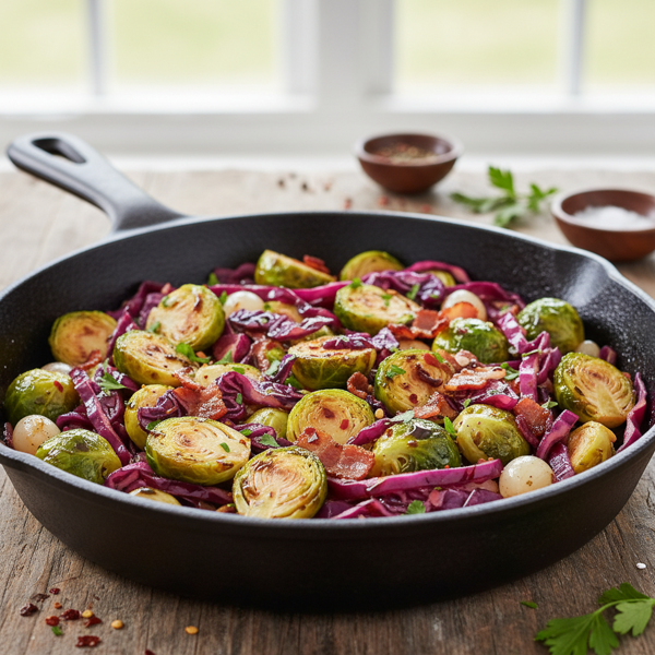 Vibrant Sautéed Brussels Sprouts with Red Cabbage Medley recipe