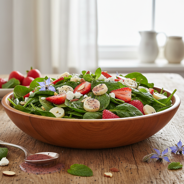 Vibrant Spinach Salad with Strawberries and Hearts of Palm recipe
