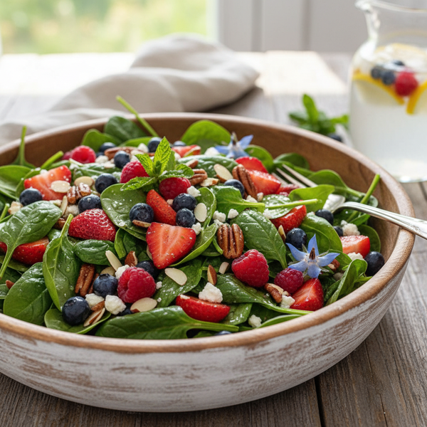 Vibrant Spinach and Berry Delight Salad recipe