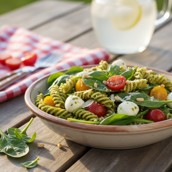 Vibrant Spinach and Pesto Pasta Salad recipe