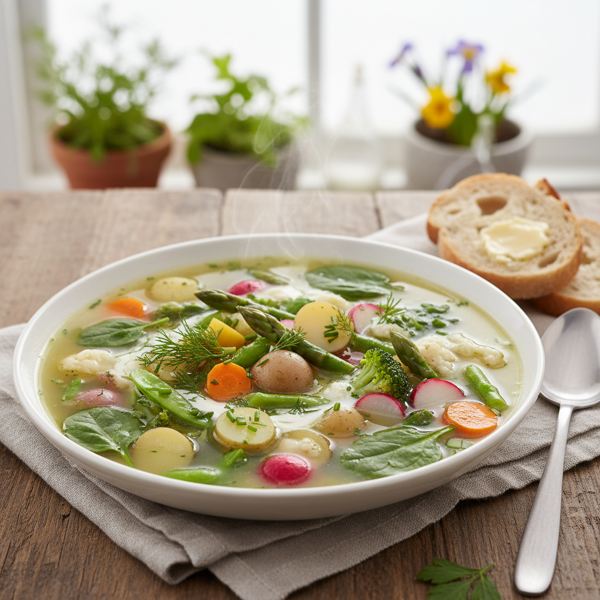 Vibrant Spring Vegetable Medley Soup recipe