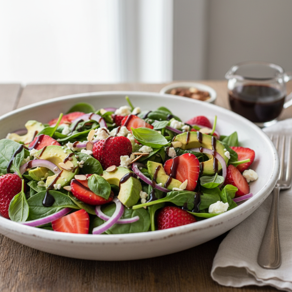 Vibrant Strawberry Avocado Salad with Sweet Balsamic Drizzle recipe