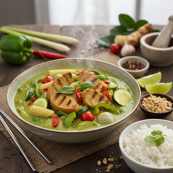 Vibrant Thai Green Coconut Curry with Seitan recipe