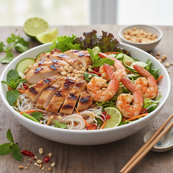 Vietnamese Grilled Chicken and Vermicelli Salad with Shrimp recipe