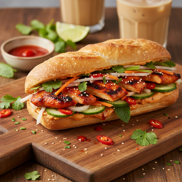 Vietnamese Spicy Grilled Chicken Banh Mi recipe