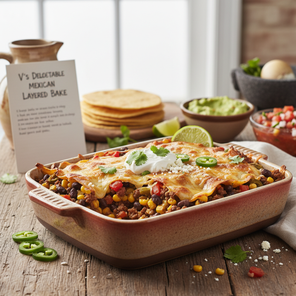 V's Delectable Mexican Layered Bake recipe
