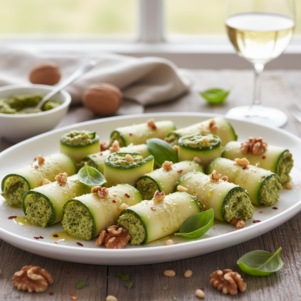 Walnut Pesto Zucchini Roll-Ups recipe
