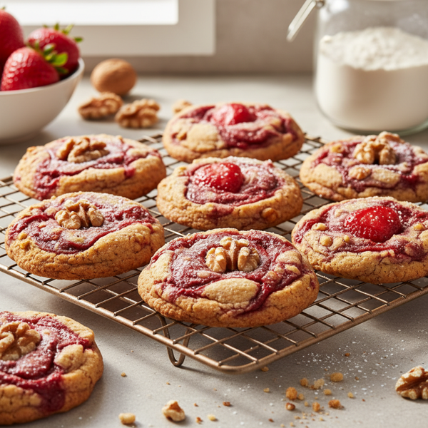 Walnut Strawberry Swirl Cookies recipe