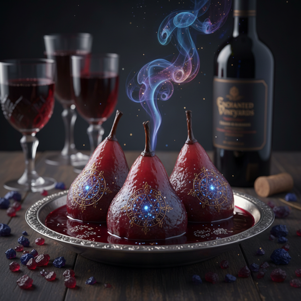 Warden Pears Poached in Enchanted Red Wine recipe