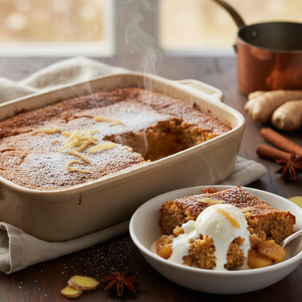 Warm Ginger-Spiced Apple Pudding recipe