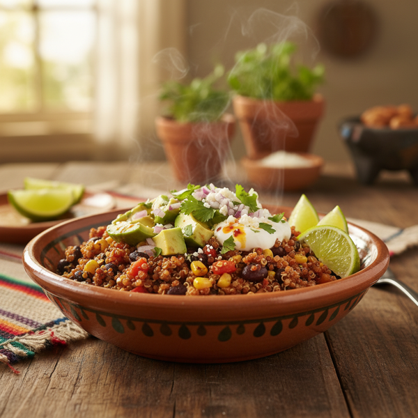 Warm Mexican Quinoa Fiesta Bowl recipe