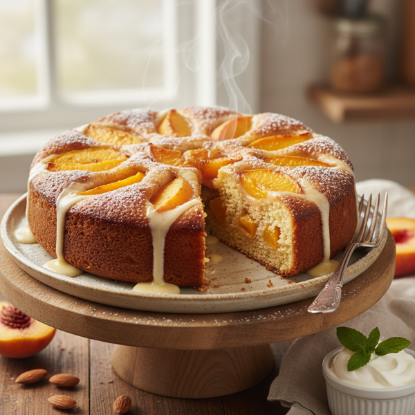 Warm Peach Delight Cake recipe