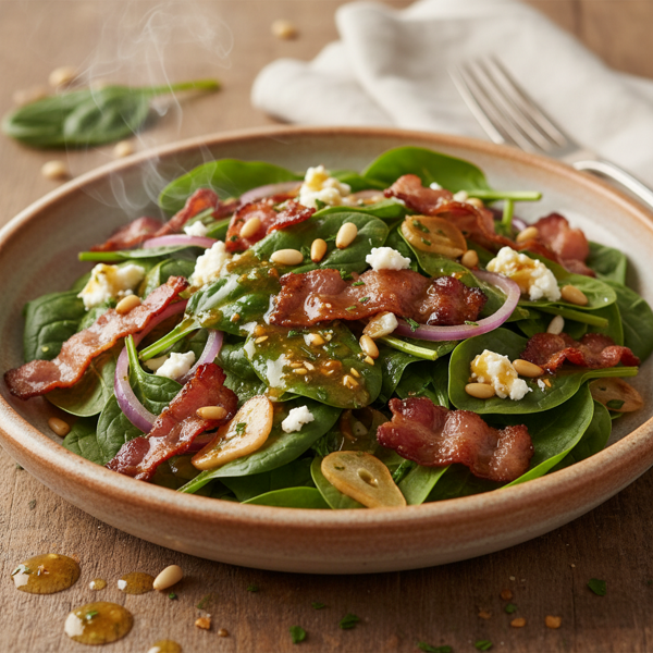 Warm Spinach and Bacon Delight Salad recipe