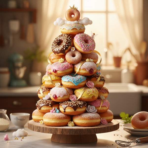 Whimsical Donut Tower Cake recipe