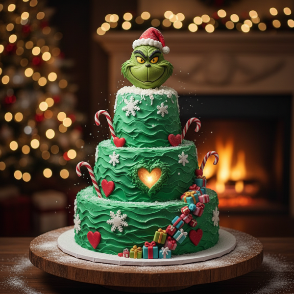 Whimsical Grinch Holiday Cake recipe
