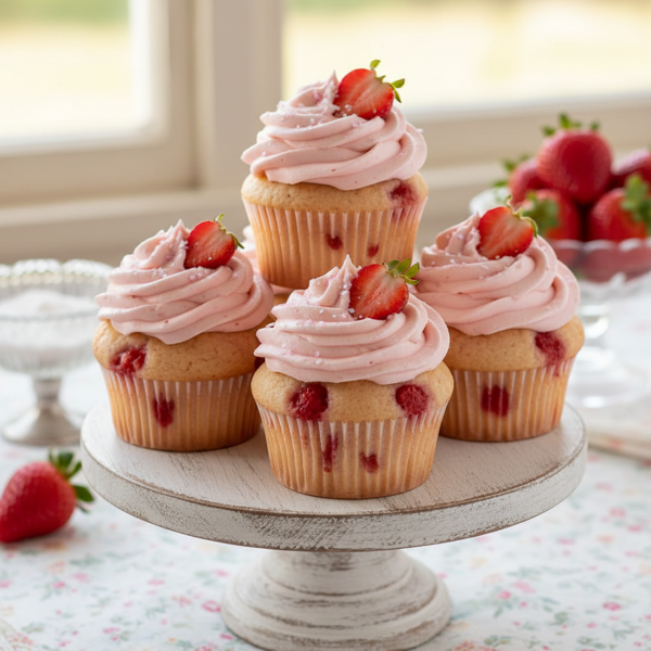 Whimsical Strawberry Bliss Cupcakes with Strawberry Whipped Frosting recipe