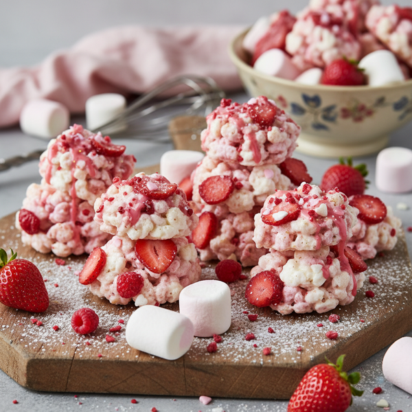 Whimsical Strawberry Marshmallow Crispy Treats recipe