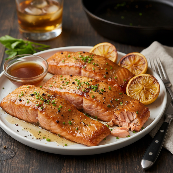 Whiskey-Glazed Roasted Salmon Fillets recipe