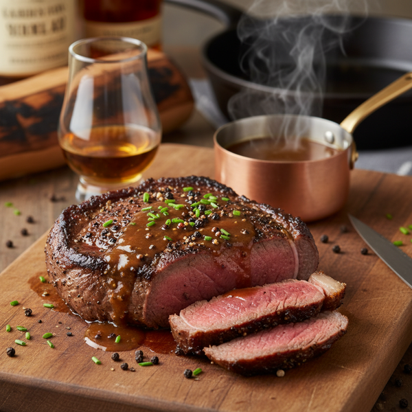Whiskey-Infused Black Angus Pepper Steak recipe