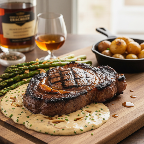 Whiskey-Infused Steak with Creamy Shallot Sauce recipe