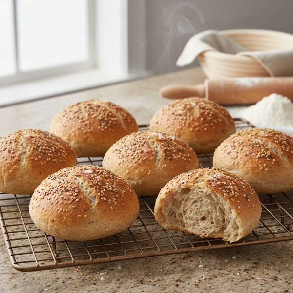 Whole Wheat Artisan Hamburger Buns recipe