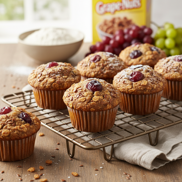 Whole Wheat Flax and Grape-Nuts Muffins recipe