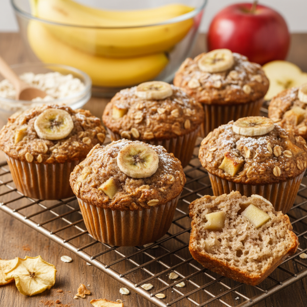 Wholesome Banana Oatmeal Muffins with Apple recipe