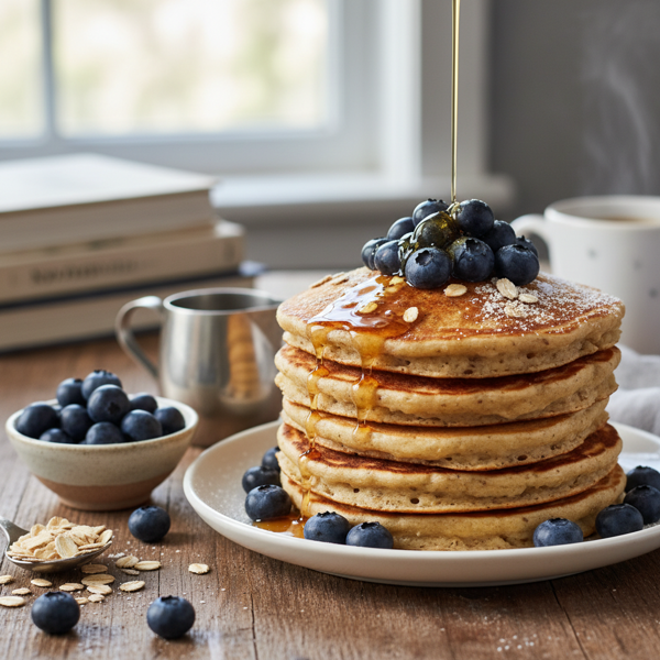 Wholesome Blueberry Oatmeal Pancakes recipe