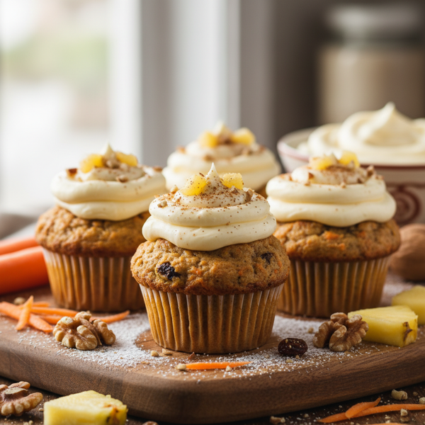 Wholesome Carrot Cake Muffins with Pineapple Cream Cheese Frosting recipe