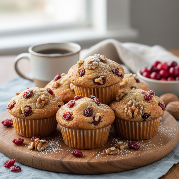 Wholesome Cranberry Walnut Breakfast Muffins recipe